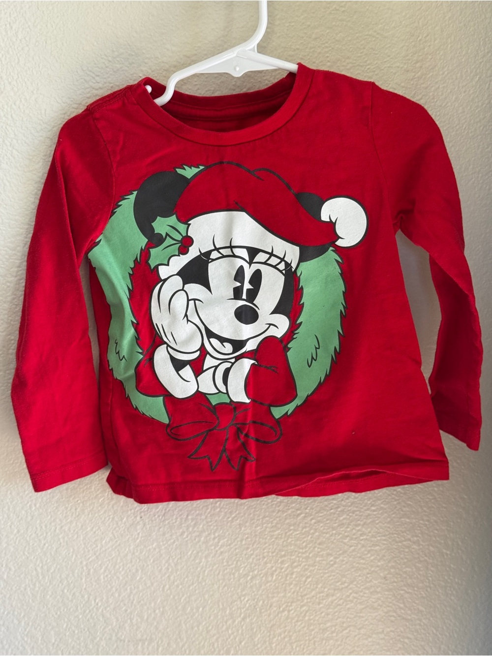Disney Red Minnie Mouse Holiday Long Sleeve Tee